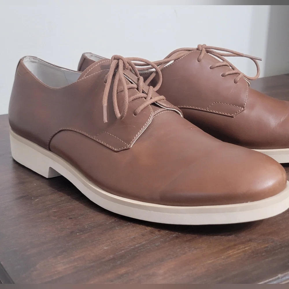 Calvin Klein NWOT  Men's Faustino Washed Leather Oxfords Men's Size 10.5 - Picture 8 of 13